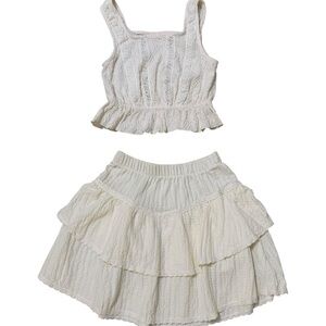 Zara Kids Girls Top & Skirt Cream Cottage-core Set Size 9